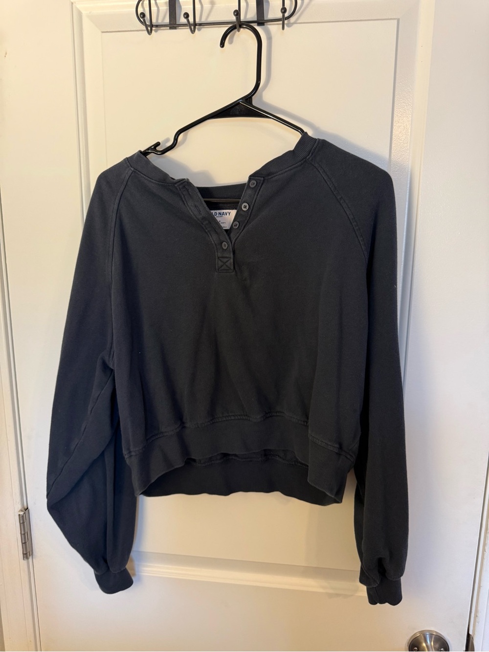 Old Navy Women's Charcoal Henley Pullover Sweater